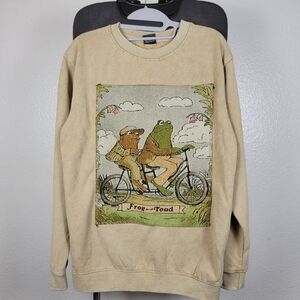 Frog and Toad Best Friends Beige Long Sleeve Vintage Sweat Shirt Tapestry Sz S
